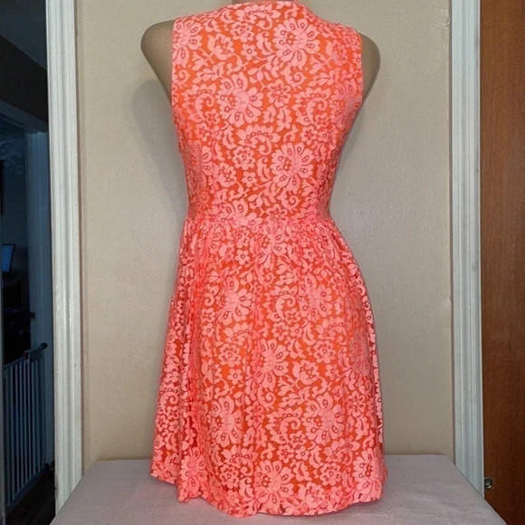 Madewell women’s  Dress 6 small Mini sleeveless Orange white Blossom Floral Lace - Picture 5 of 10
